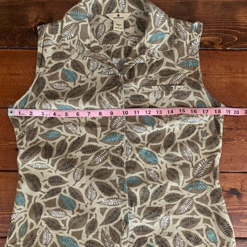 Woolrich Sleeveless Button Down Women's X-Small Silk Cotton Blend Top Blouse EUC - Picture 9 of 10
